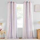  2 Panels Stars Blackout Curtains For 534 w X 84 l  pack Of 2  Pink   Grey