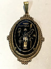 New Listing-antique Neiger Egyptian Revival Czech Glass Hieroglyphics Pendant g