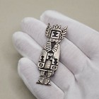 Vtg Sterling Hopi Dancer Brooch Old Dead Pawn Ceremonial Silver Pin Overlay Read