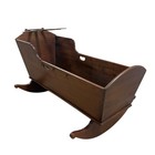 Antique Wooden Rocking Baby Cradle Dovetail Brown