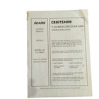 Vintage Sears Craftsman Owners Manual 7 1 4 Circular Saw Model No  315 109231