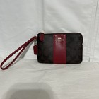 Coach New York - Brown red Logo  Double Corner Zip Woman   s Wristlet Wallet