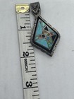 Navajo Native American Sterling Silver Turquoise Inlay Pendants Stamped - 3 Pcs