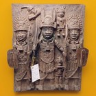 Benin Plaque With Warrior And Attendants  Bronze 19  Tall  22 Lbs 