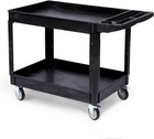 2-shelf Utility Polypropylene Cart 550 Lb Heavy Duty Rolling 25 37  Cart Black