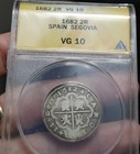 1682  spain  2 Reales  segovia Mint  Vg-10 Details -anacs--