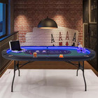 Casino Texas Holdem Foldable 10 Player Poker Table With Led Lights Usb Ports In 