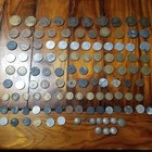 Vtg Lot Foreign Coins Various Countries Currency Money W  Tin Bnd