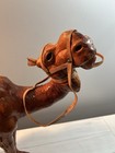 Large Vintage 18  X 20  Leather Wrapped Camel Figurine statue Glass Eyes