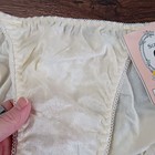 Vintage Of The Moment Velour Velvet Off White String Bikini Panties Size Medium