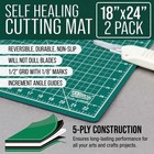 18  X 24  Green black Self Healing 5-ply Double Sided Pvc Cutting Mat - 2 Pack