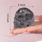2inch Flame Stone Crystal Carved Skull Statue Spiritual Decor Skull Bathroom Dec