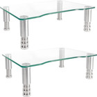 2 Pack Computer Monitor Riser With Height Adjustable Multi Media Desktop Stand F