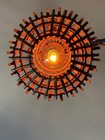 Stunning 22  Diam 14  Ht Vintage Italian 1960s Bamboo Rattan Hanging Light