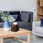 Tissue Box Cover Holder Square Tissue Cube Cover Pu Leather Tissue Organizer Wit