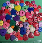  80 new used 3 8   -1 1 4    Heart-shape Multi-color Plastic 2-hole Craft Buttons-m1