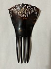 Vintage Celluloid  or Similar  Large Ornate Dark Faux Tortoise Shell Hair Comb