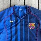 Vintage 2004 - 2005 Authentic Nike Fcb Barcelona Away Soccer Jersey Blue Medium