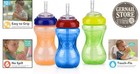 No-spill Sippy Cup 3-pack - Soft Flex Straw   Easy Grip For Toddlers 12 