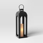 29 4 x9  Pillar Cast Aluminum Outdoor Lantern Candle Holder Black - Threshold