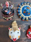 Set Of 5 Masks Coconut Shell Mexican Handmade Colorful Wholesale Folk Art Lot