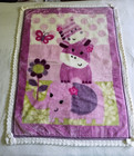 New Gift Handmade Hand Crochet Baby Girl Easter Day Purple Blanket Set 4pc