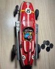 Vintage Tin Race Car  57 Red Open Wheel W  Driver Figure  Made In Japan