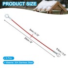 5pcs 304 Stainless Steel Cable With Red Vinyl Coated Eyelets Ended 20cmx3mm