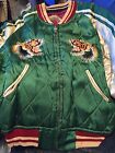 Vintage Wwii Korea War Era Japan Souvenir Reversible Embroider Tiger Map Jacket 