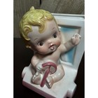 Vintage Enesco Baby Girl Ceramic Planter Baby Shower Nursery Decor Blocks