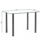 4-seat Simple Rectangular Cylindrical Leg Table Tempered Glass Stainless Steel 