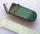 Antique Victorian Ornate Brass Banded Agate Stone Pocket Match Safe   Vesta Case
