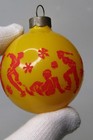 Vintage Unsilvered Glass Pictured Kids Skating Ball Christmas Ornament Corning