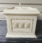 Vintage Max Klein Cream Plastic Sewing Box Storage Container Mcm Ornate Case