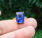 10 Ct Stone Natural Certified Blue Sapphire Ring 925 Sterling Silver Ring Size 7