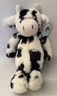Jellycat Bashful Calf Nwt Med Black White Plush Cow Stuffed Animal 12    Dust Bag
