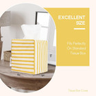 Fabric Tissue Box Cover  Square  Ticking Stripe  Ginger Yellow  5x5x5 In