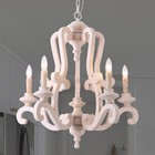 Cusp Barn Farmhouse Antique 5-light Wood Candle Chandelier