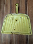 Antique Floral Metal Dustpan Vintage Yellow Stamped Steel Primitive Kitchen Deco