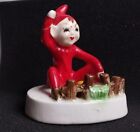 Vtg Red Pixie Elf Gnome Fence Mushroom Garden Figurine Japan Excellent   