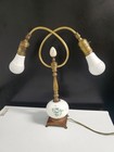 Vintage Antique Brass Double - 2 Arm   2- Light Table Lamp  Working