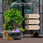 Indoor Water Fountain Led Light Tabletop Resin Rockery Fengshui Waterfall Decor