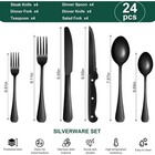 24-piece Black Silverware Set With Steak Knives Black Stainless Steel Flatware