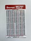 Vintage Starrett Metric Tools Reference Card Decimals To Millimeters To Decimals