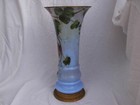 Tall Antique French Enameled Glass Vase art Nouveau gilt Bronze Mount signed 