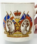 King George Vi   Queen Elizabeth Coronation Mug  Gold Trim  England  1937