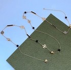 New  Tory Gold Plated Tb Logo Black Necklace With Jewelry Pouch Size   97cm