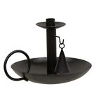 New Primitive Antique Style Black Iron Chamber Taper Candle Holder Snuffer Hook