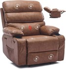 Pu Leather Extra Manual Recliner For Adults W  Massage   Heat Wide Comfort Chair