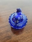 2-1 2  Cobalt Blue Glass Rabbit On A Nest Salt Cellar